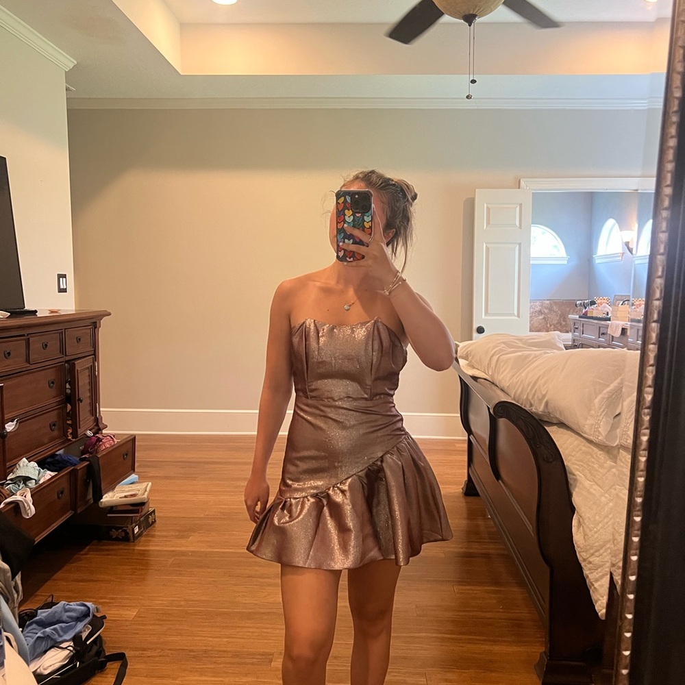 DO+BE Metallic Strapless Dress - Bronze